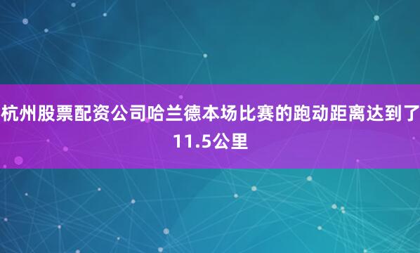 杭州股票配资公司哈兰德本场比赛的跑动距离达到了11.5公里